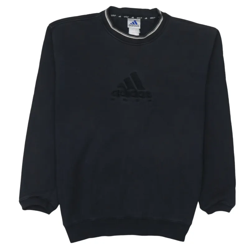Adidas Black Sweatshirt Men's XLarge Embroidered Trefoil Logo Crewneck Pullover Jumper made by Adidas