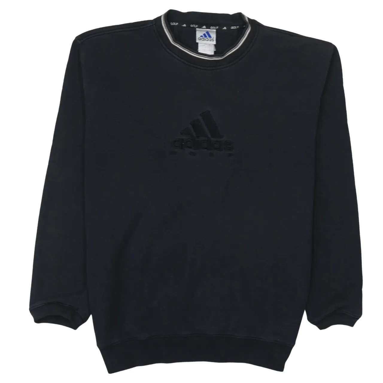 Adidas Black Sweatshirt Men's XLarge Embroidered Trefoil Logo Crewneck Pullover Jumper sold by Vintage Club