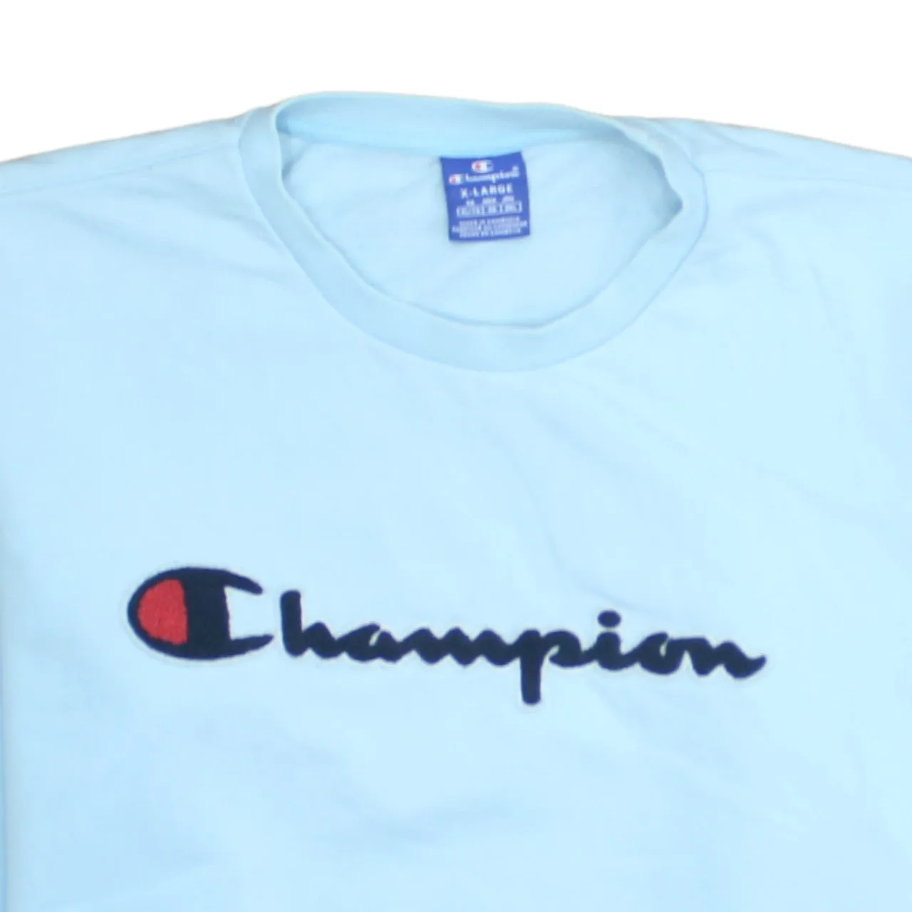 Champion Light Blue Sweatshirt Men’s XLarge Embroidered Script Logo Crewneck Pullover Jumper sold by Vintage Club product image thumbnail 3