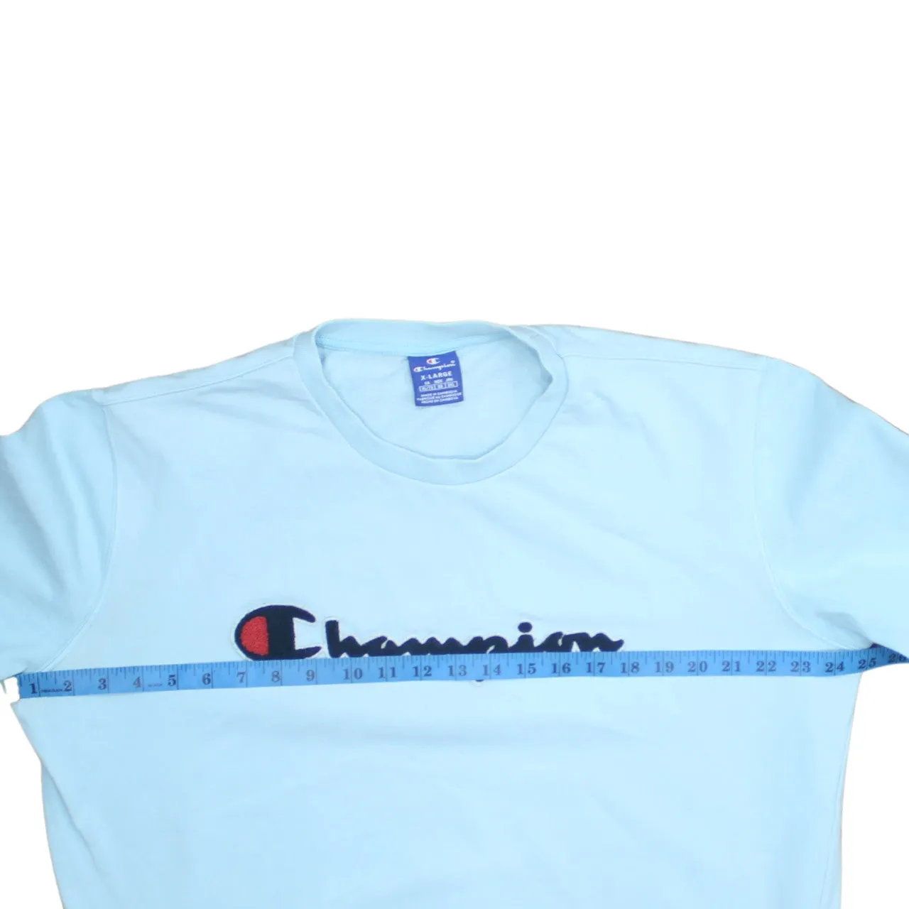 Champion Light Blue Sweatshirt Men’s XLarge Embroidered Script Logo Crewneck Pullover Jumper sold by Vintage Club product image thumbnail 5