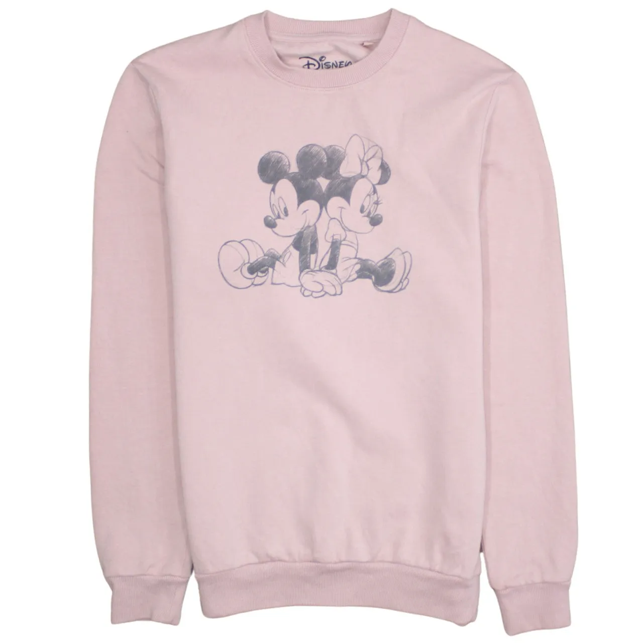 Disney Light Pink Sweatshirt Men's Small Printed Mickey Minnie Graphic Crewneck Pullover Fleece Top sold by Vintage Club