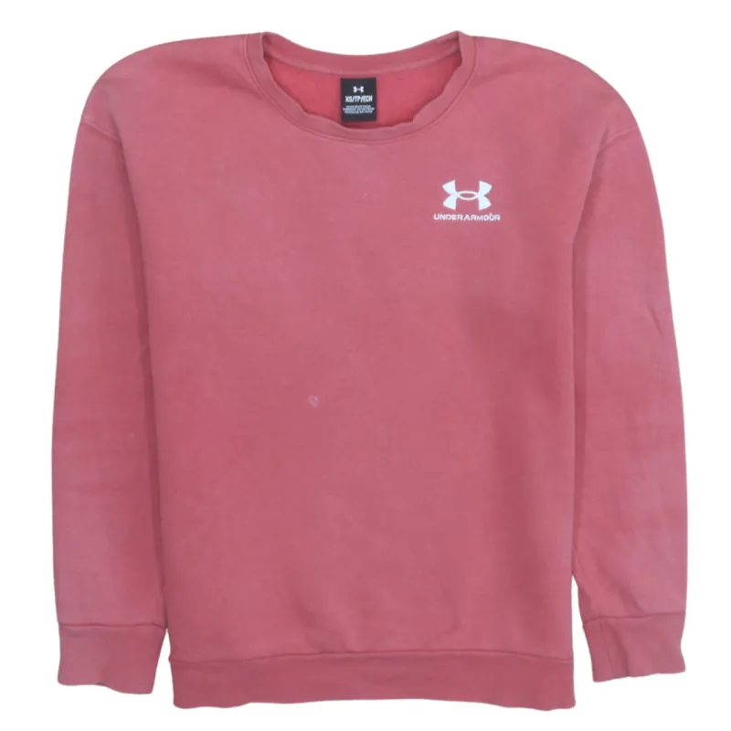 Under Armour Rose Pink Sweatshirt Men’s XSmall Printed Chest Logo Crewneck Pullover Fleece Top made by Under Armour