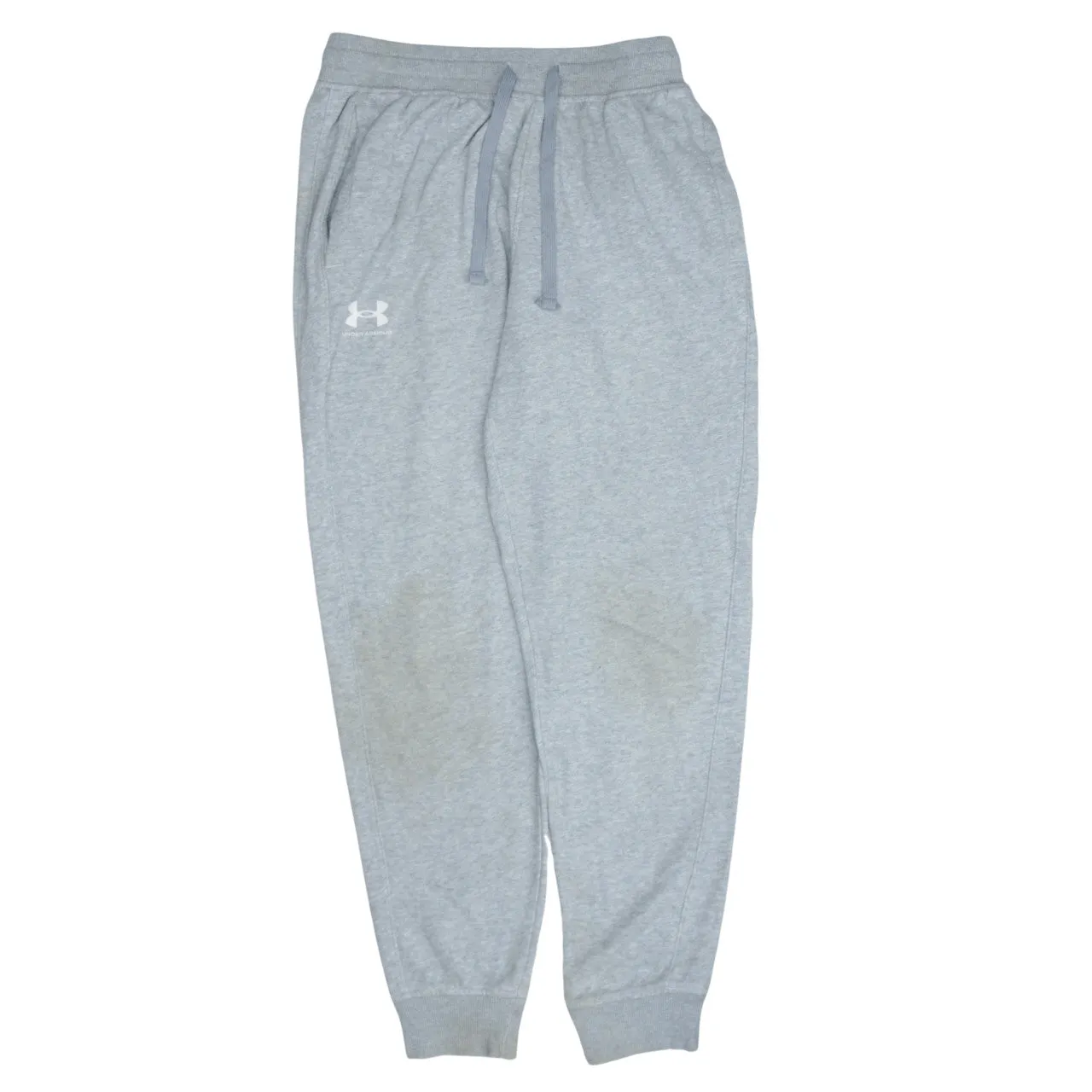 Under Armour Light Grey Joggers Men's Medium Printed Logo Drawstring Waist Cuffed Sweatpants sold by Vintage Club