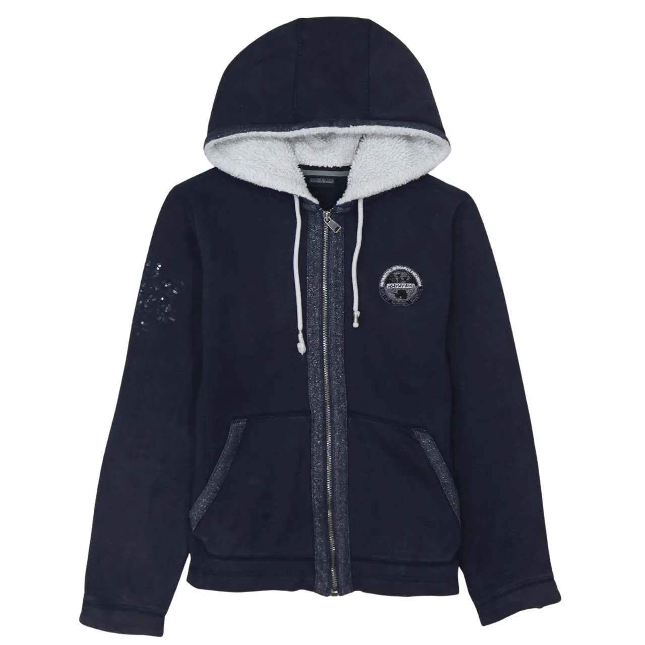 Napapijri 90's Vintage Navy Blue XL Cotton Lightweight Zip Hoodie sold by Vintage Club