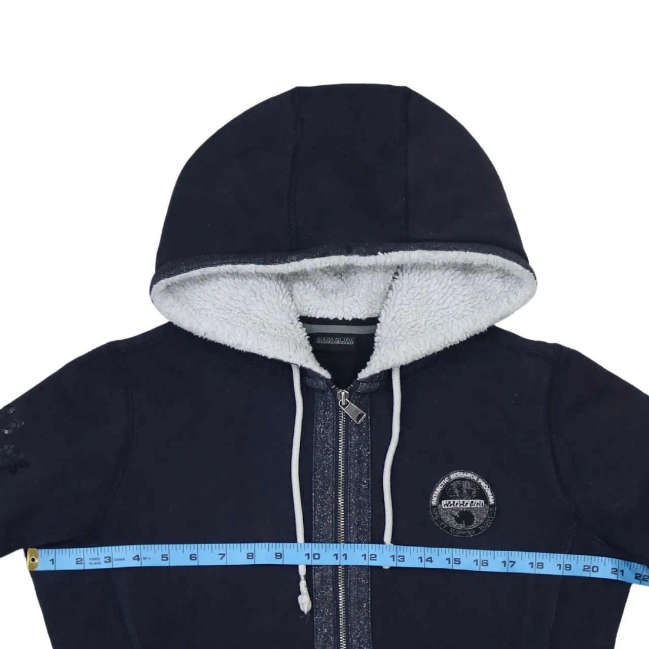 Napapijri 90's Vintage Navy Blue XL Cotton Lightweight Zip Hoodie sold by Vintage Club product image thumbnail 5