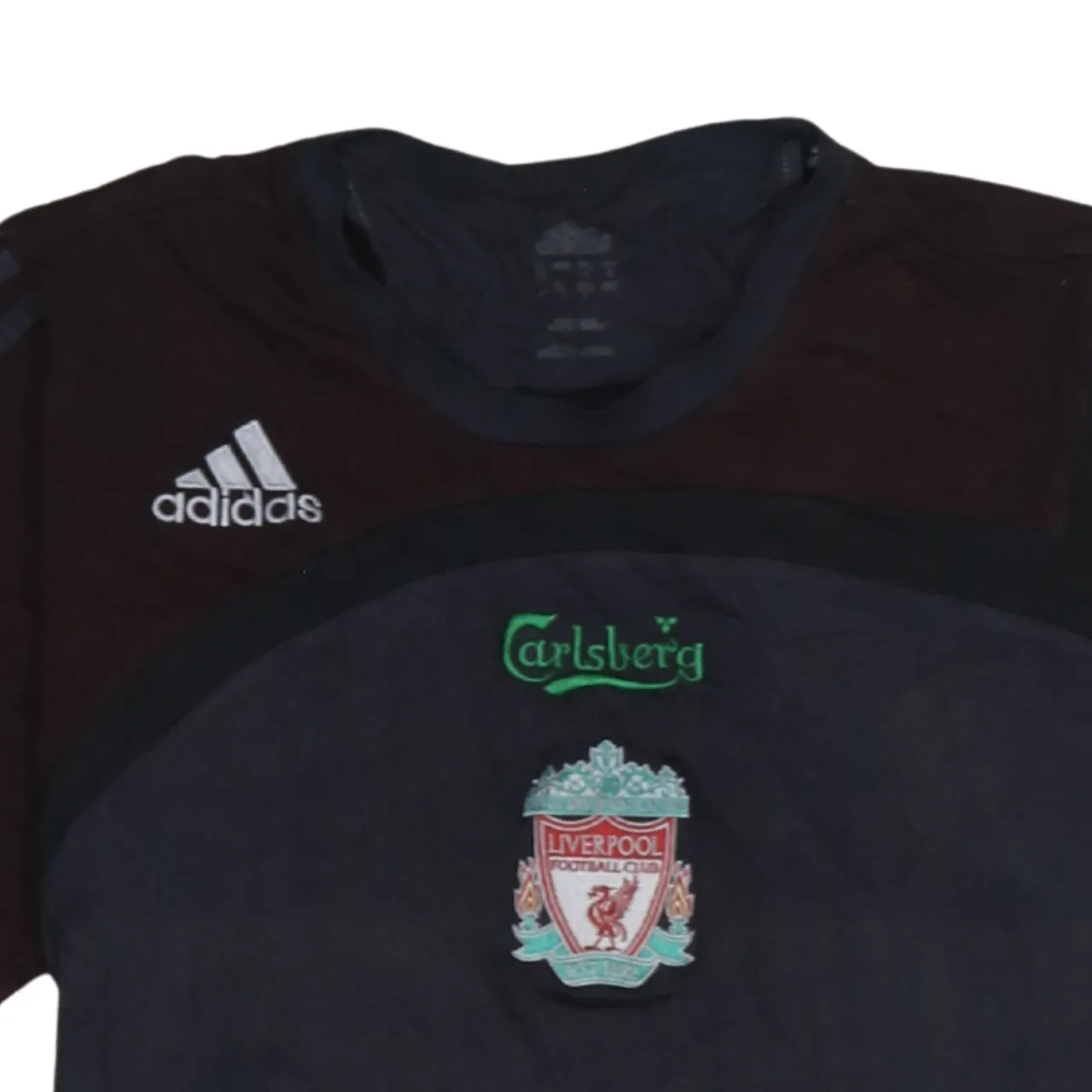 Adidas Black Liverpool T Shirt Men’s Medium Printed Carlsberg Sponsor Club Crest Tee sold by Vintage Club product image thumbnail 3