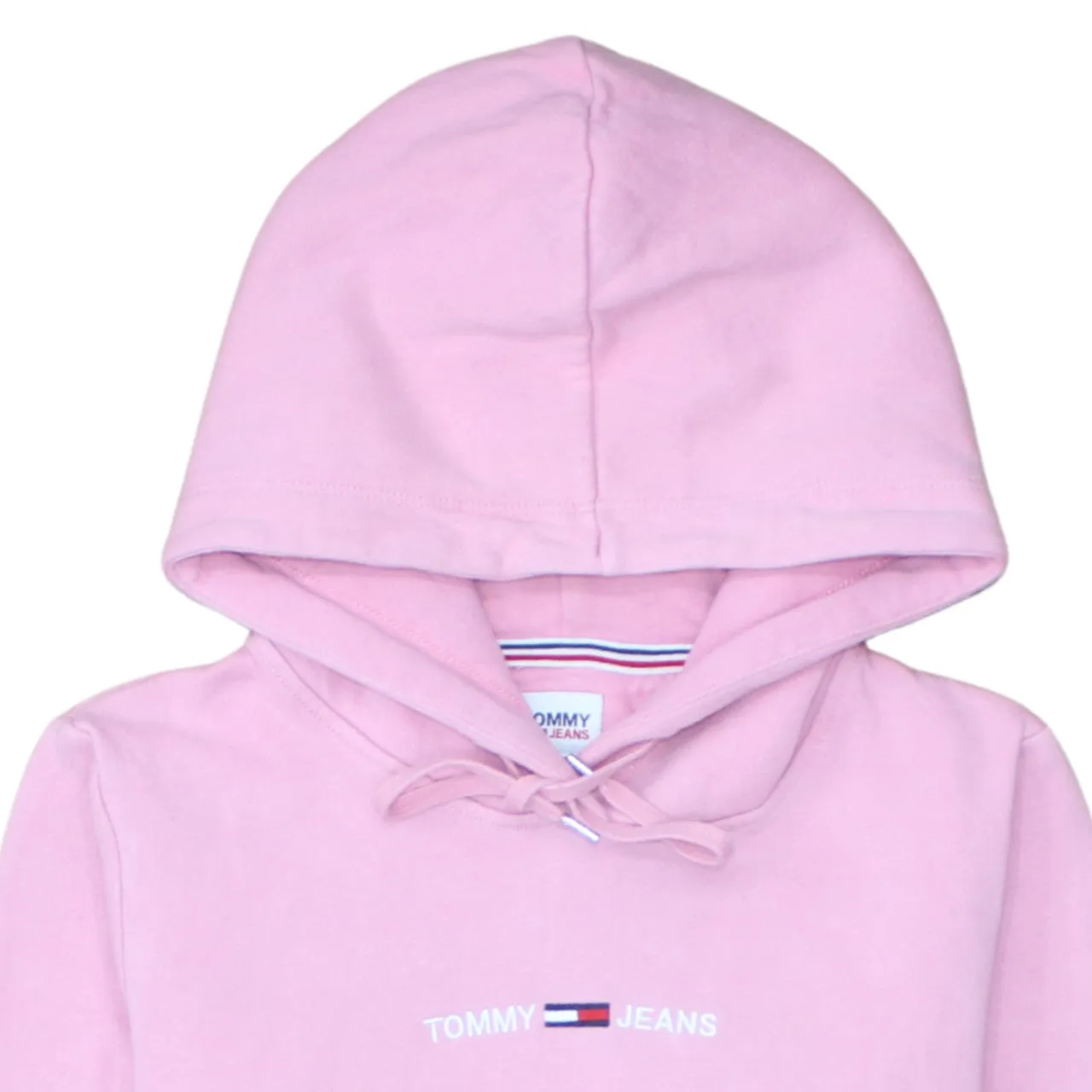 Tommy Jeans Light Pink Hoodie Men's Small Embroidered Chest Logo Front Pocket Pullover Sweatshirt sold by Vintage Club product image thumbnail 3