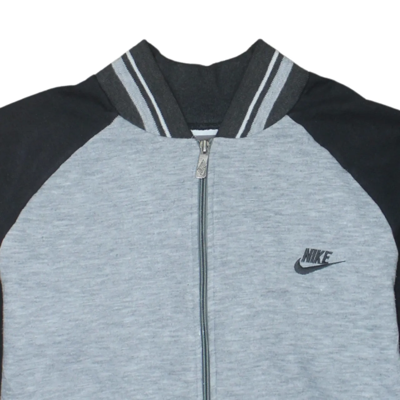 Nike Grey Black Full Zip Sweatshirt Men's Medium Embroidered Swoosh Raglan Track Top sold by Vintage Club product image thumbnail 3