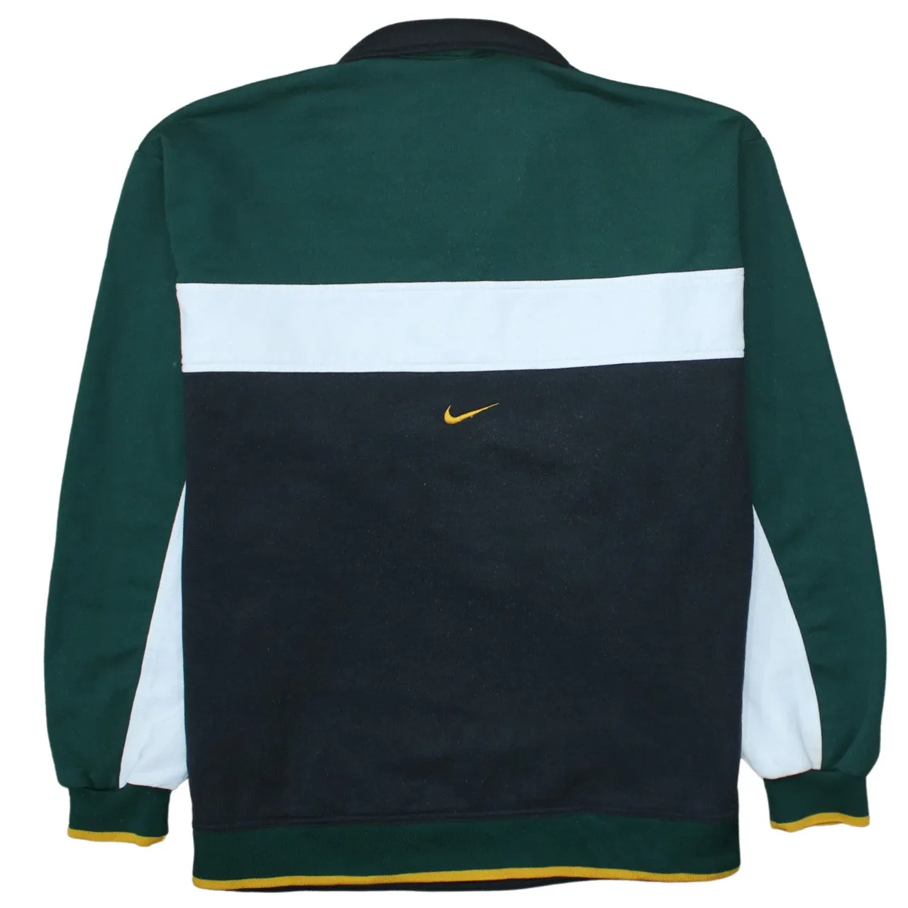 Nike Green Black Quarter Zip Sweatshirt Men's Large Embroidered Logo Colour Block Pullover Top sold by Vintage Club product image thumbnail 2