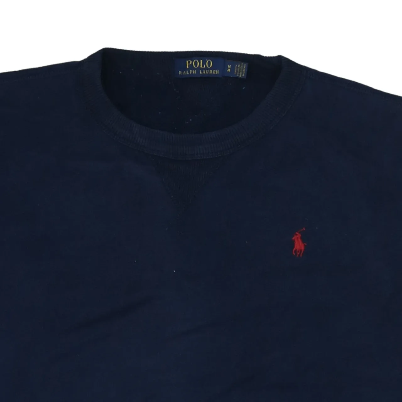 Polo Ralph Lauren Navy Blue Sweatshirt Men's Medium Embroidered Red Pony Crewneck Pullover sold by Vintage Club product image thumbnail 3