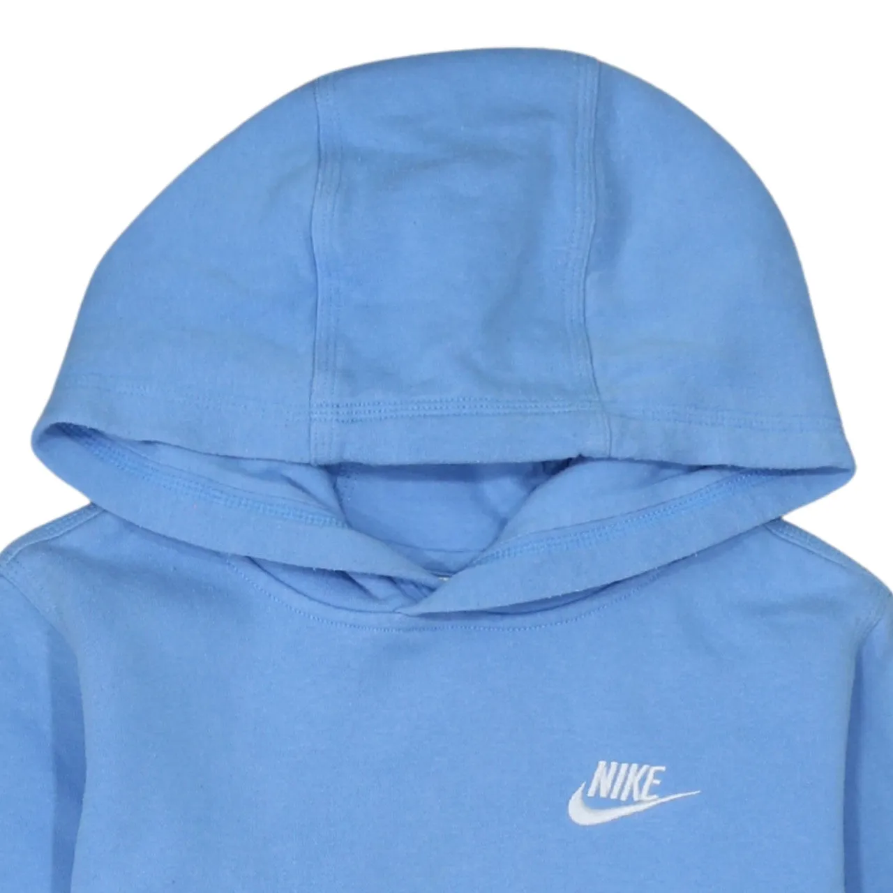 Nike Light Blue Hoodie Women's Large Printed Swoosh Logo Front Pocket Pullover Sweatshirt sold by Vintage Club product image thumbnail 3