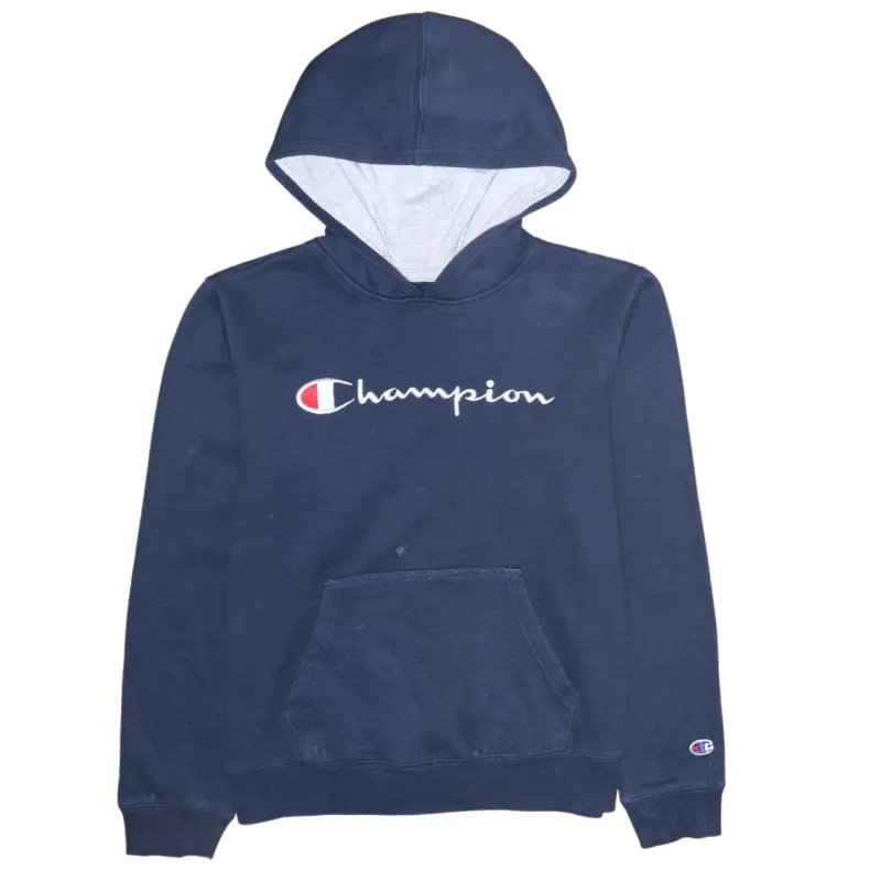 Champion Women's 90s Spellout Navy Blue Pullover Hoodie XL Vintage sold by Vintage Club