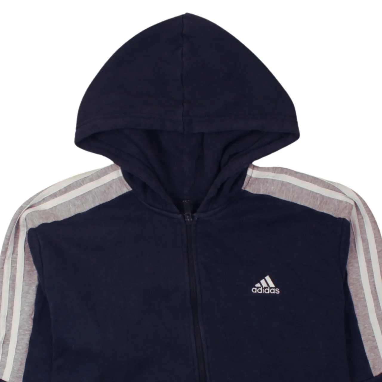 Adidas Navy Blue 90s Vintage Full Zip Hoodie XL Striped Sleeves sold by Vintage Club product image thumbnail 3