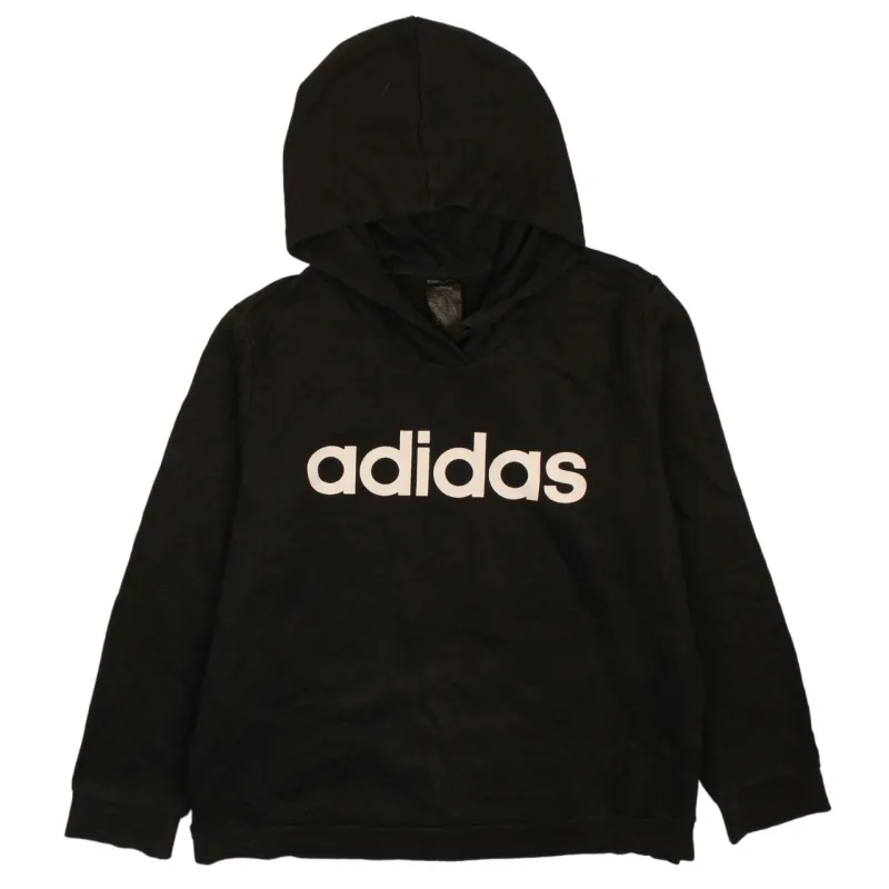 Adidas Black Hoodie Women’s XXLarge Printed Logo Pullover Fleece Casual Sweatshirt Top made by Adidas
