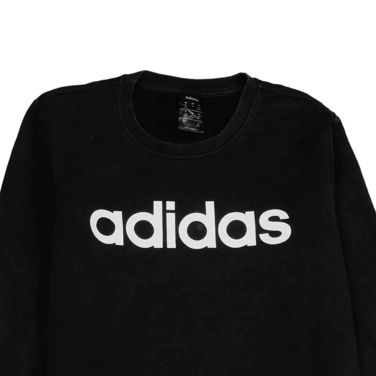 Adidas Black Sweatshirt Women's Medium Printed Logo Crewneck Pullover Fleece Top sold by Vintage Club product image thumbnail 3