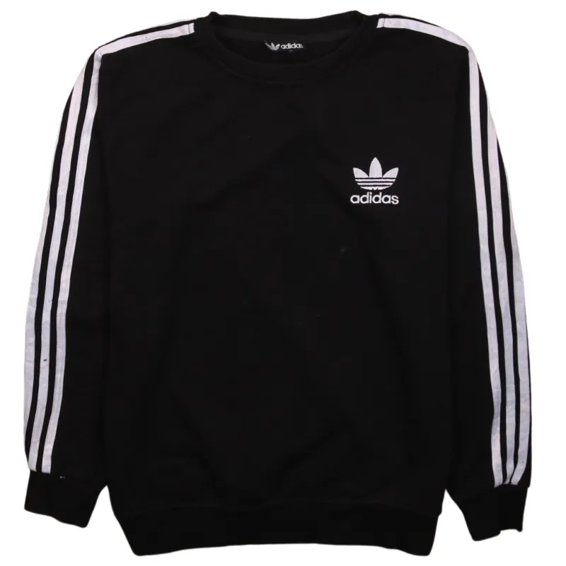 Adidas 90's Vintage Black Sweatshirt Striped Sleeve Men's Medium made by Vintage Club