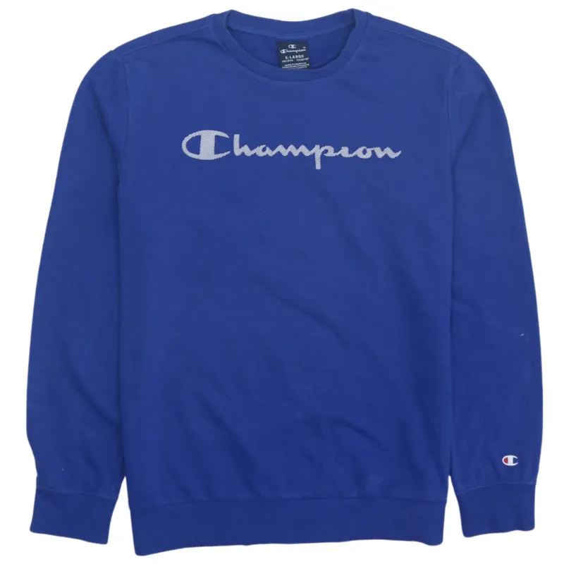 Champion 90's Vintage Spellout Sweatshirt XL Blue Crew Neck Retro made by Champion