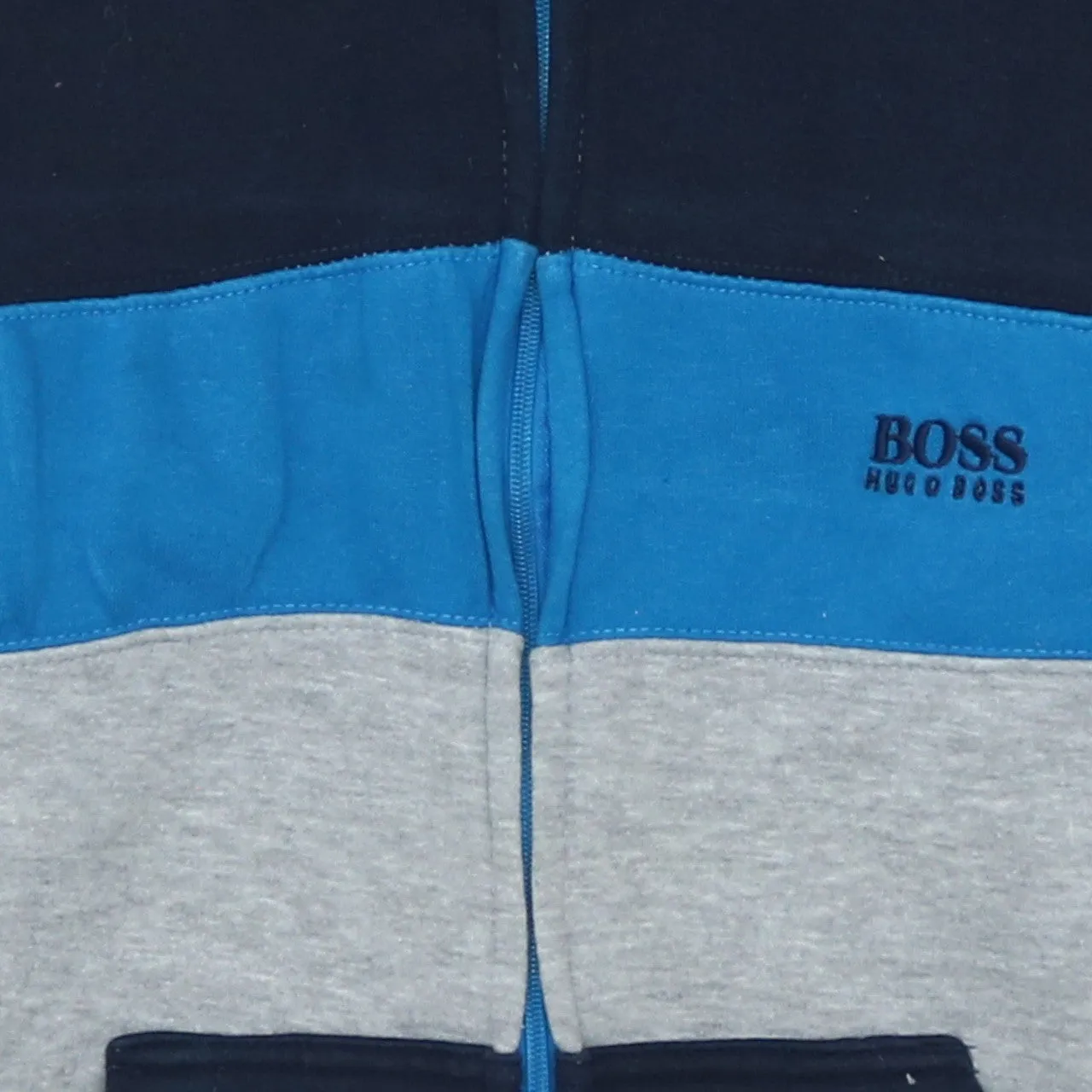 HUGO BOSS 90's Vintage Full Zip Hoodie Small Grey & Navy Drawstring sold by Vintage Club product image thumbnail 4