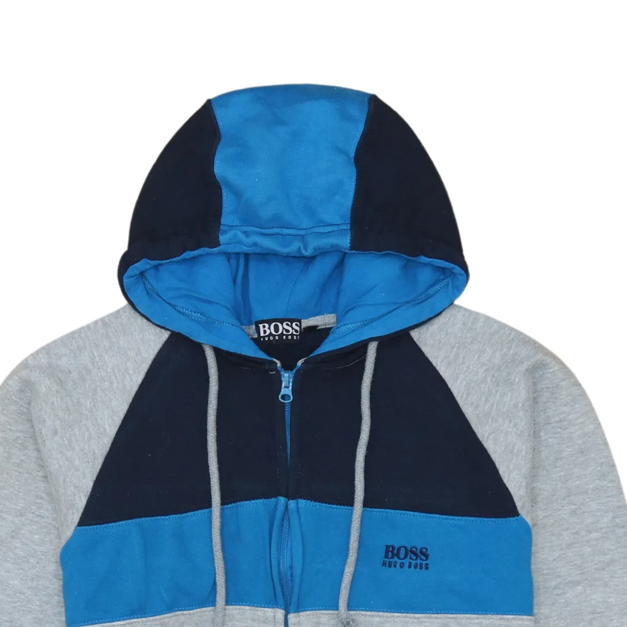 HUGO BOSS 90's Vintage Full Zip Hoodie Small Grey & Navy Drawstring sold by Vintage Club product image thumbnail 3