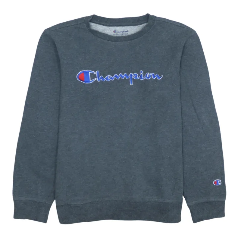 Champion Retro 90's Grey Spellout Crew Neck Sweatshirt Mens Large made by Champion