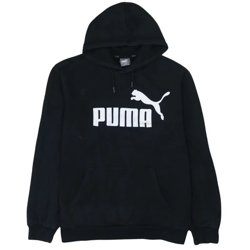 Vintage 90's Puma Spellout Pullover Hoodie Black XLarge Men's True Size made by Puma