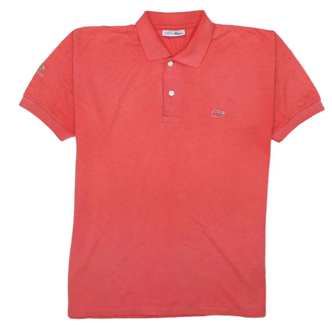 Lacoste Coral Red Polo Shirt Men's Medium Embroidered Croc Logo Short Sleeve Top sold by Vintage Club