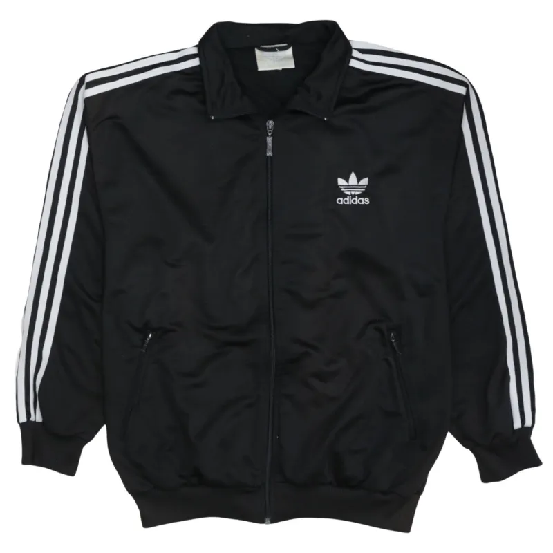 Adidas 90's Striped Sleeve Full Zip Up Sweatshirt Large  Black sold by Vintage Club