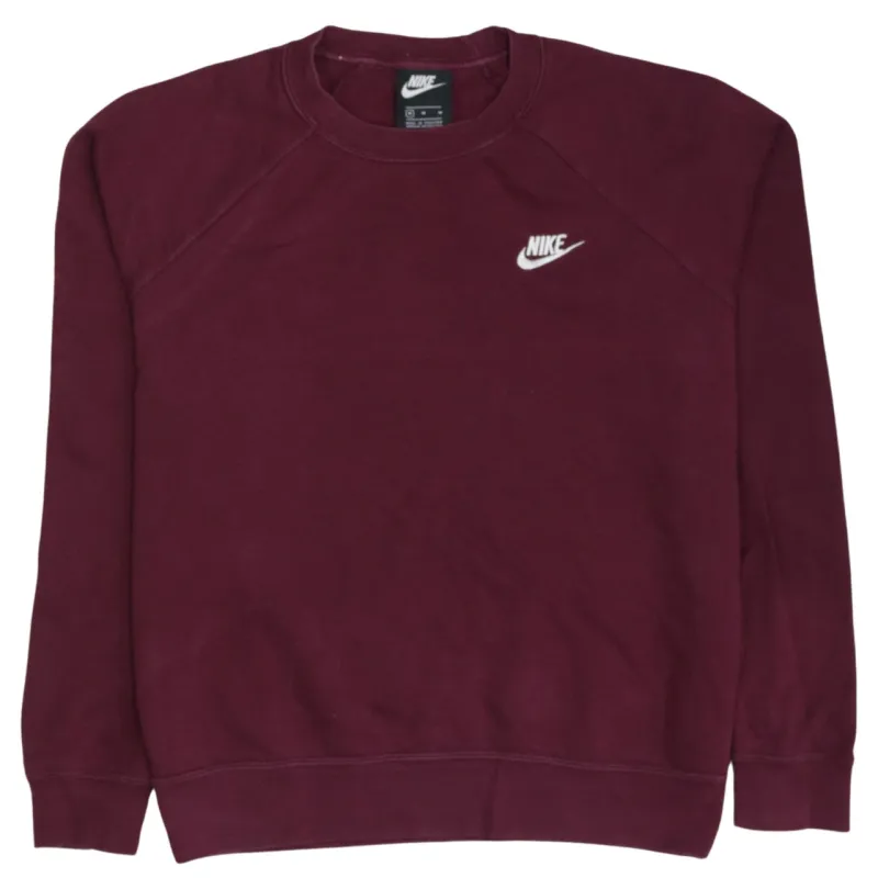 Nike Burgundy Red Sweatshirt Men’s Medium Embroidered Swoosh Logo Crewneck Pullover Fleece Top made by Nike