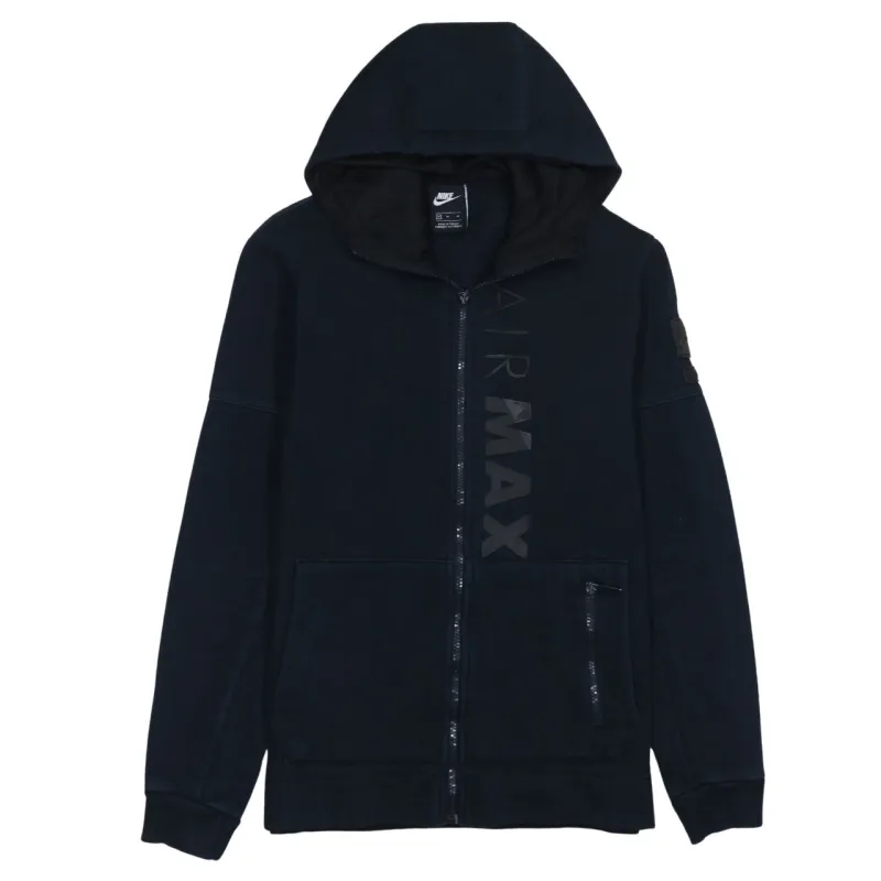 Nike Black Air Max Hoodie Men's Medium Full Zip Printed Logo Front Pockets Sweatshirt made by Nike