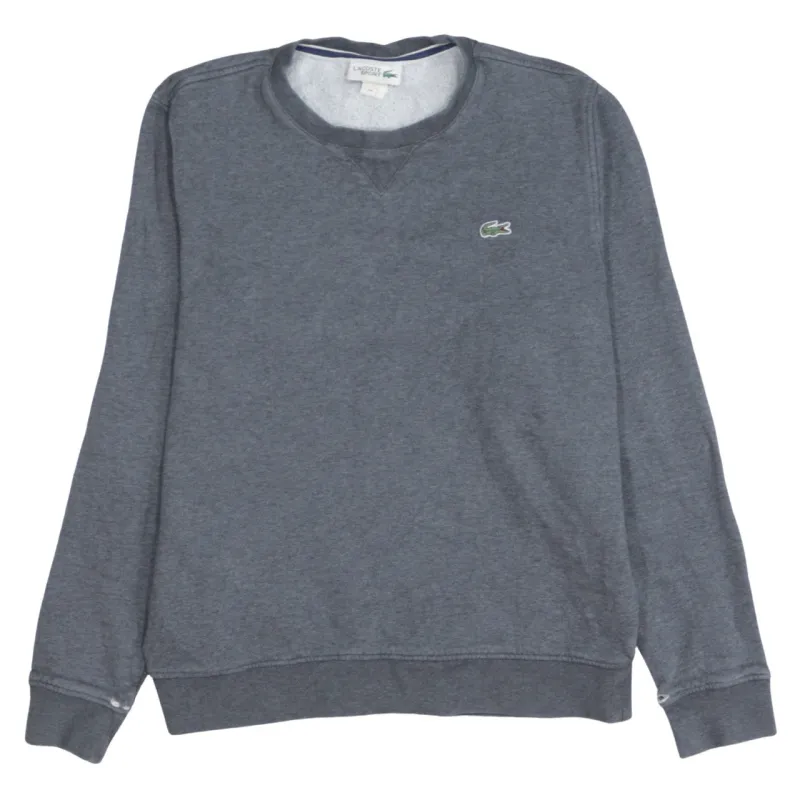 Lacoste Charcoal Grey Sweatshirt Men's Medium Embroidered Croc Logo Crewneck Pullover Top made by Lacoste