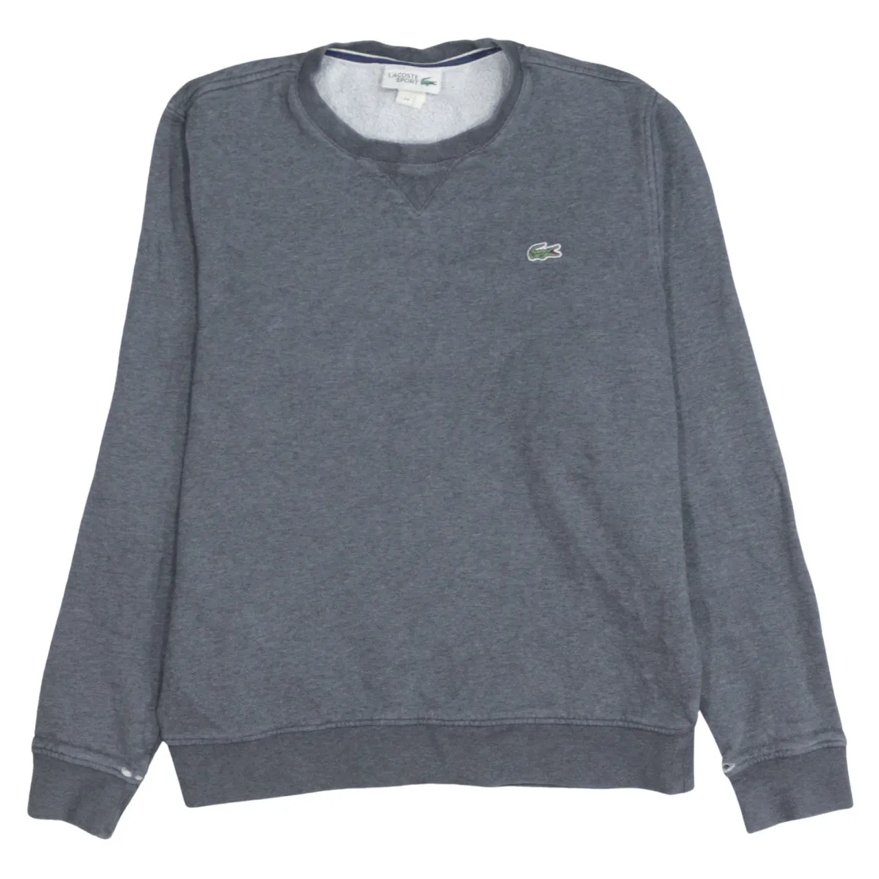 Lacoste Charcoal Grey Sweatshirt Men's Medium Embroidered Croc Logo Crewneck Pullover Top sold by Vintage Club