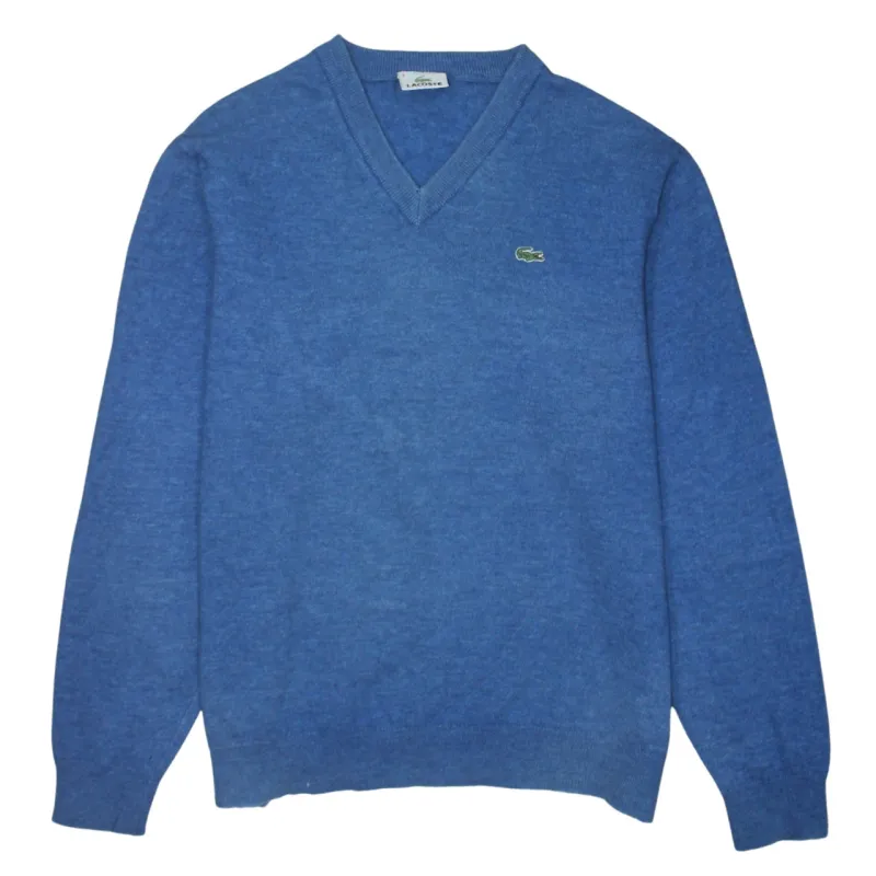 Lacoste 90's Lightweight V Neck Sweatshirt Medium  Blue made by Lacoste