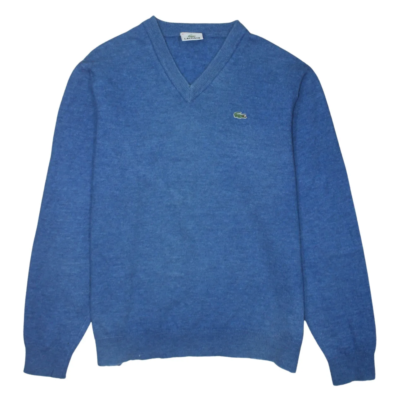 Lacoste 90's Lightweight V Neck Sweatshirt Medium Blue sold by Vintage Club