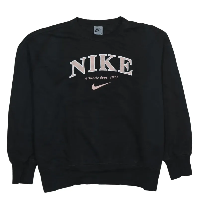 Nike 90's Center Middle Swoosh Crew Neck Sweatshirt Medium Black made by Nike