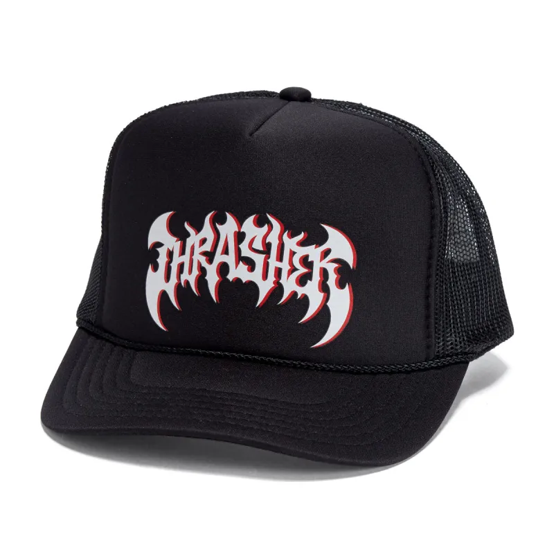 Thrasher Heavy Metal Trucker Hat - Black/Black made by Thrasher