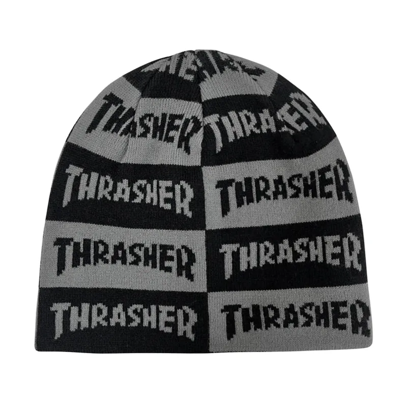 Thrasher Mag Checkered Skully Beanie - Black/Grey sold by CCS
