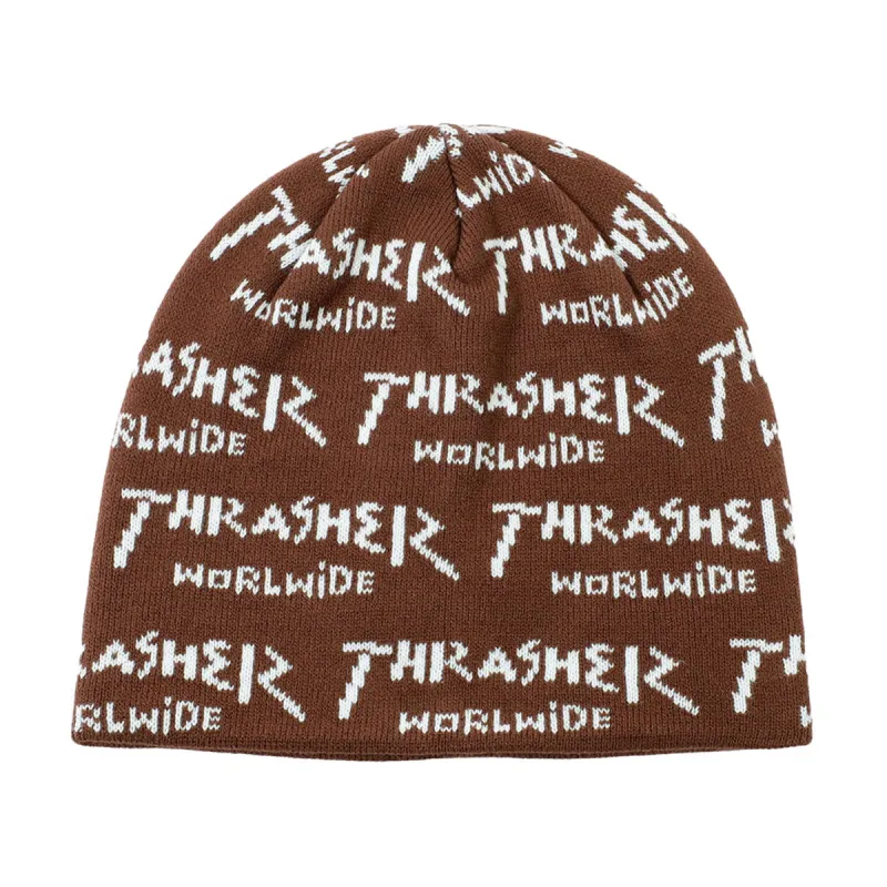 Thrasher Worldwide Skully Beanie - Brown made by Thrasher