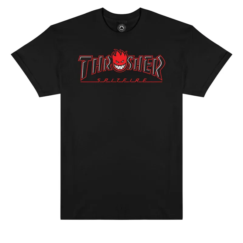 Thrasher x Spitfire Big Head Outline T-Shirt - Black made by CCS