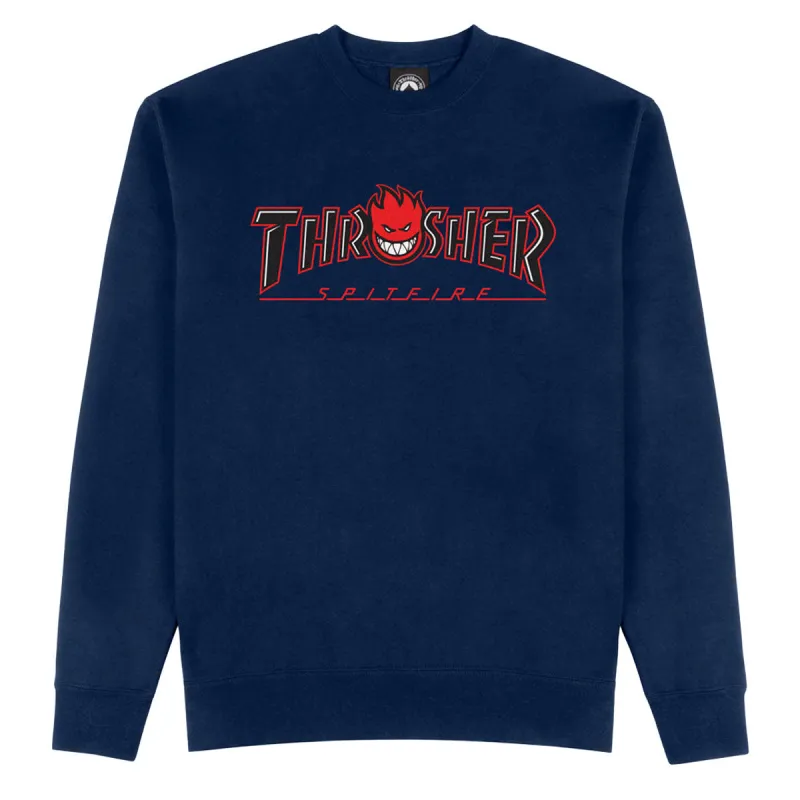 Thrasher x Spitfire Big Head Outline Sweatshirt - Navy made by Thrasher