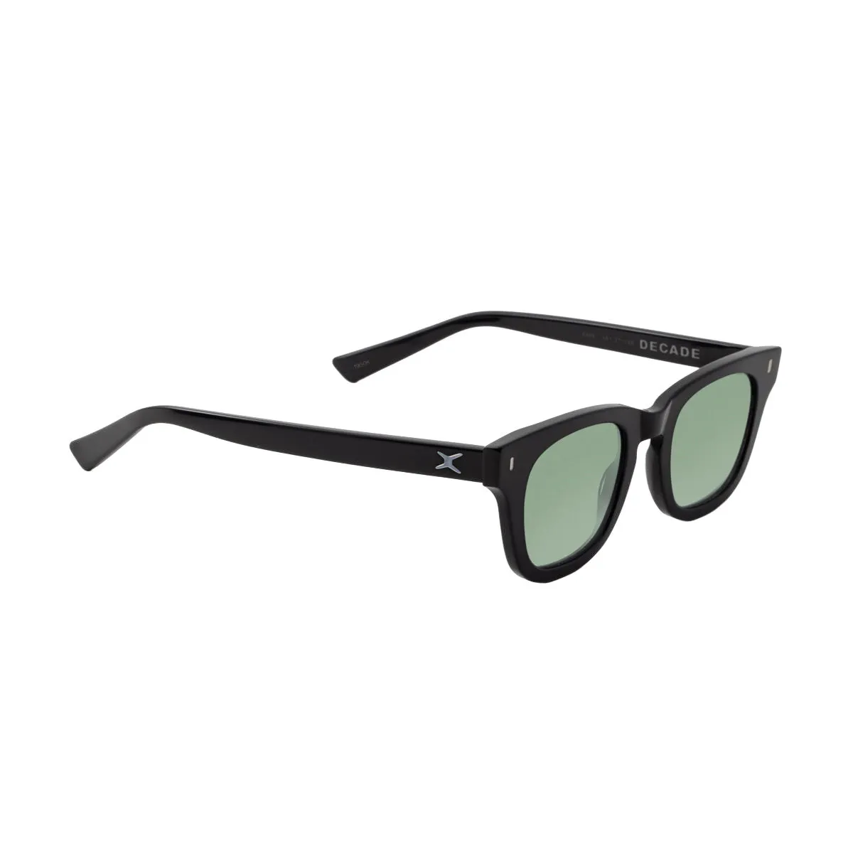 Decade Earl 50s Sunglasses - Gloss Black Acetate/Green CR39 sold by CCS