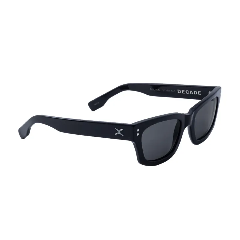 Decade Milton 60s Sunglasses - Gloss Black Acetate/Grey Tac Polarized sold by CCS