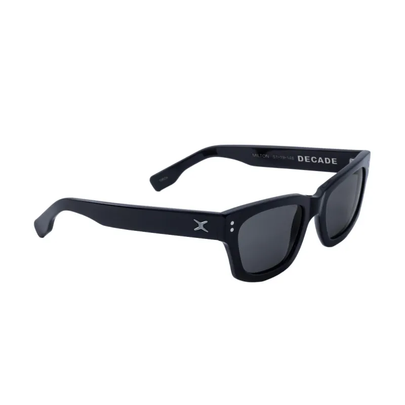 Decade Milton 60s Sunglasses - Gloss Black Acetate/Grey CR39 sold by CCS