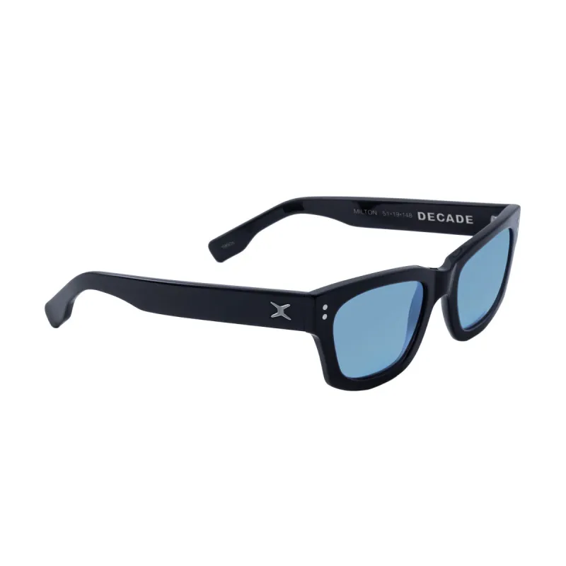 Decade Milton 60s Sunglasses - Gloss Black Acetate/Blue CR39 sold by CCS
