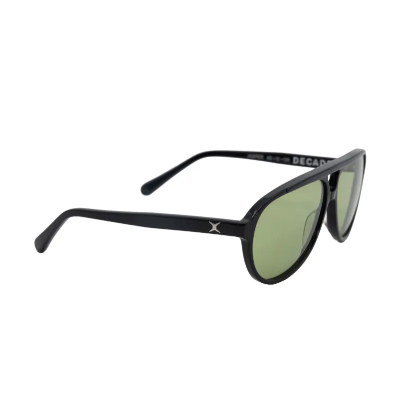 Decade Jasper 80s Sunglasses - Gloss Black Acetate/Green CR39 sold by CCS