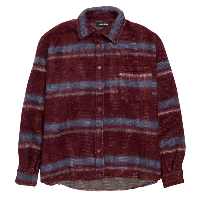 Fucking Awesome Color Wash Oversized Flannel Shirt - Maroon sold by CCS