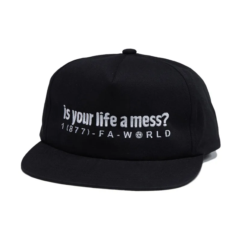 Fucking Awesome Is Your Life a Mess 6 Panel Snapback Hat - Black made by Fucking Awesome