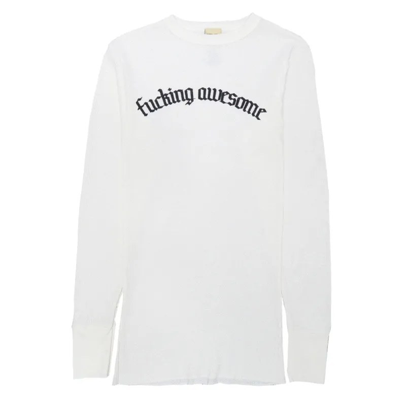 Fucking Awesome Blackletter Logo Long Sleeve Thermal Shirt - White sold by CCS