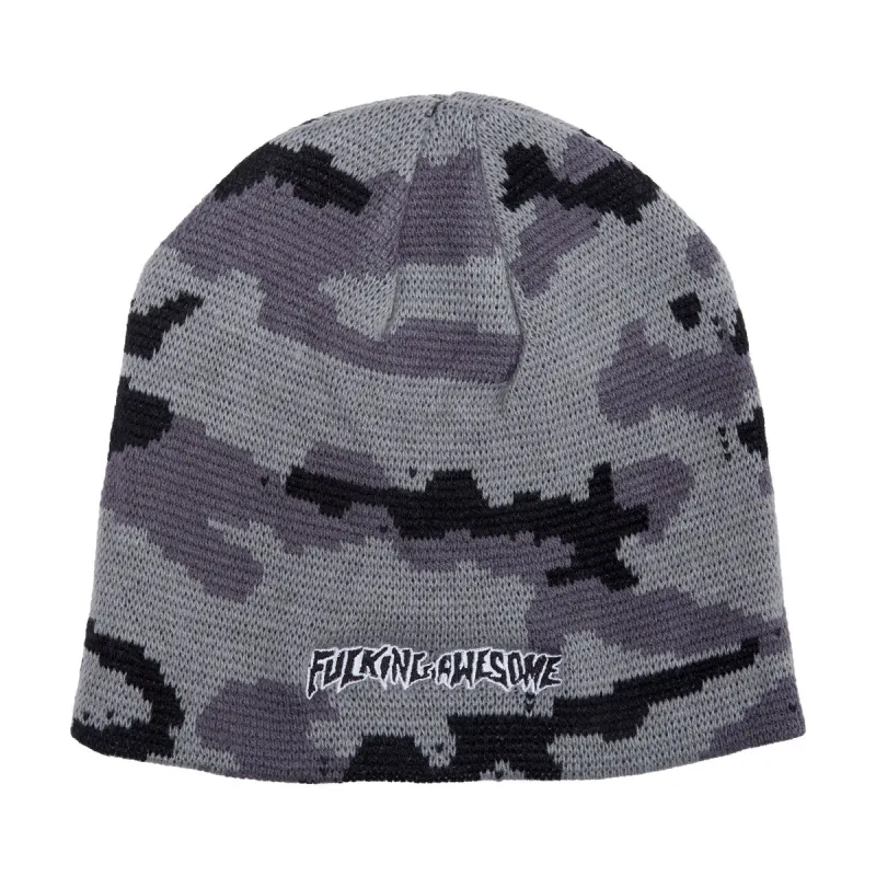 Fucking Awesome Embroidered Stamp Logo Skully Beanie - Blue/Camo sold by CCS