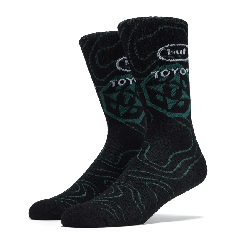 HUF x Toyota Trailhunter Topography Socks - Black sold by CCS