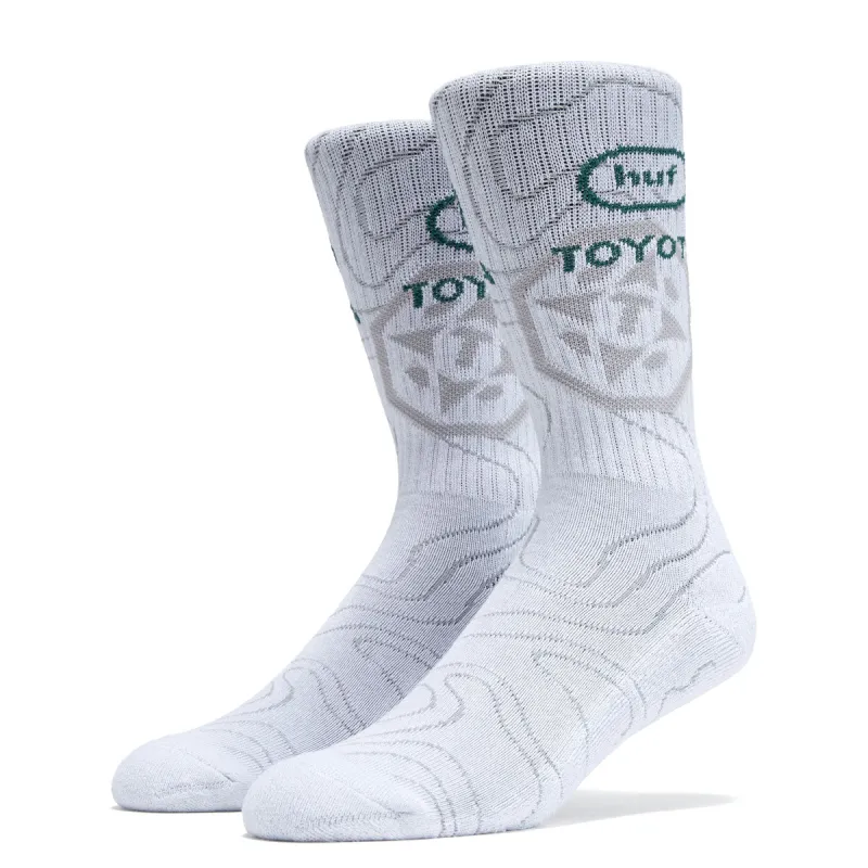 HUF x Toyota Trailhunter Topography Socks - White sold by CCS